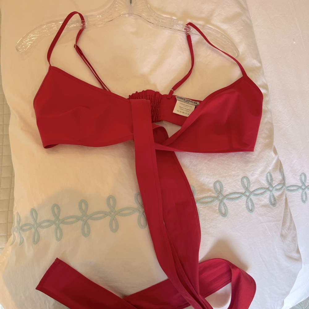 Three Graces London Red Wrap top